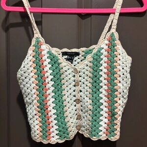 Forever 21 Multicolor Crochet Crop Top